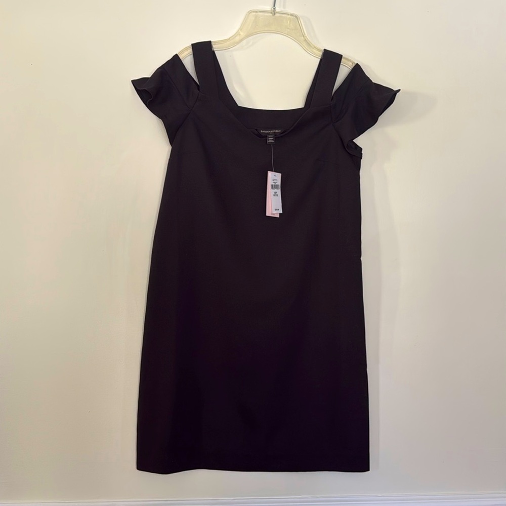 Banana Republic black mini dress with shoulder cutouts